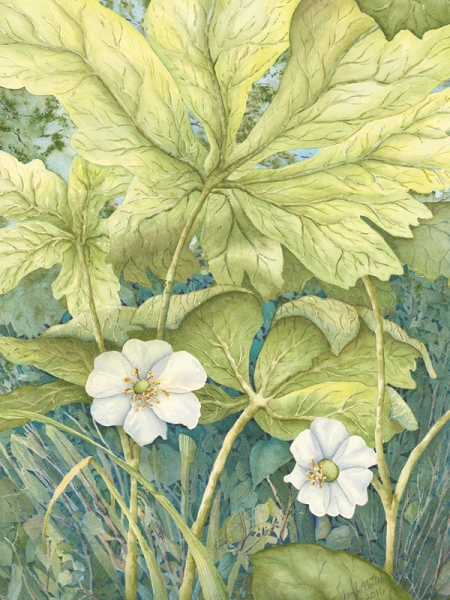 green flowers painting