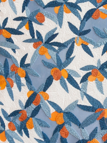 blue floral and orange pattern