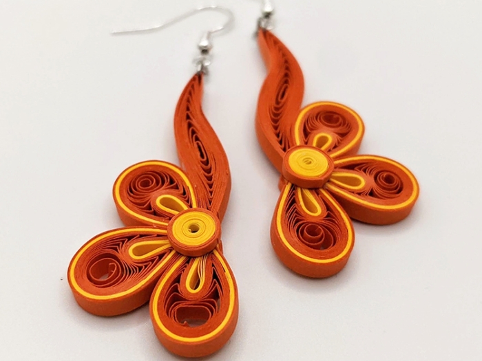 Palaniappan's orange floral paper earrings